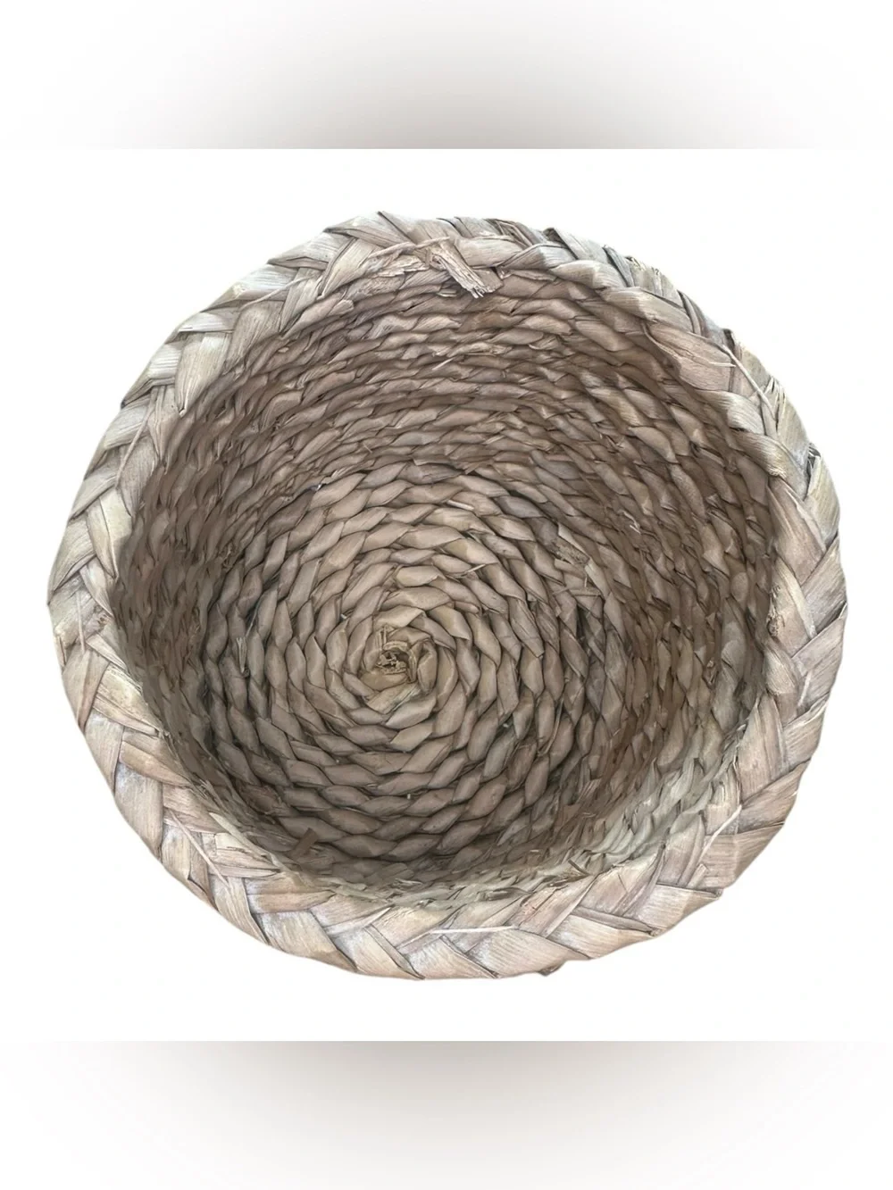 Handwoven Natural Fiber Basket 6” Round Rustic Boho Farmhouse Storage Decor